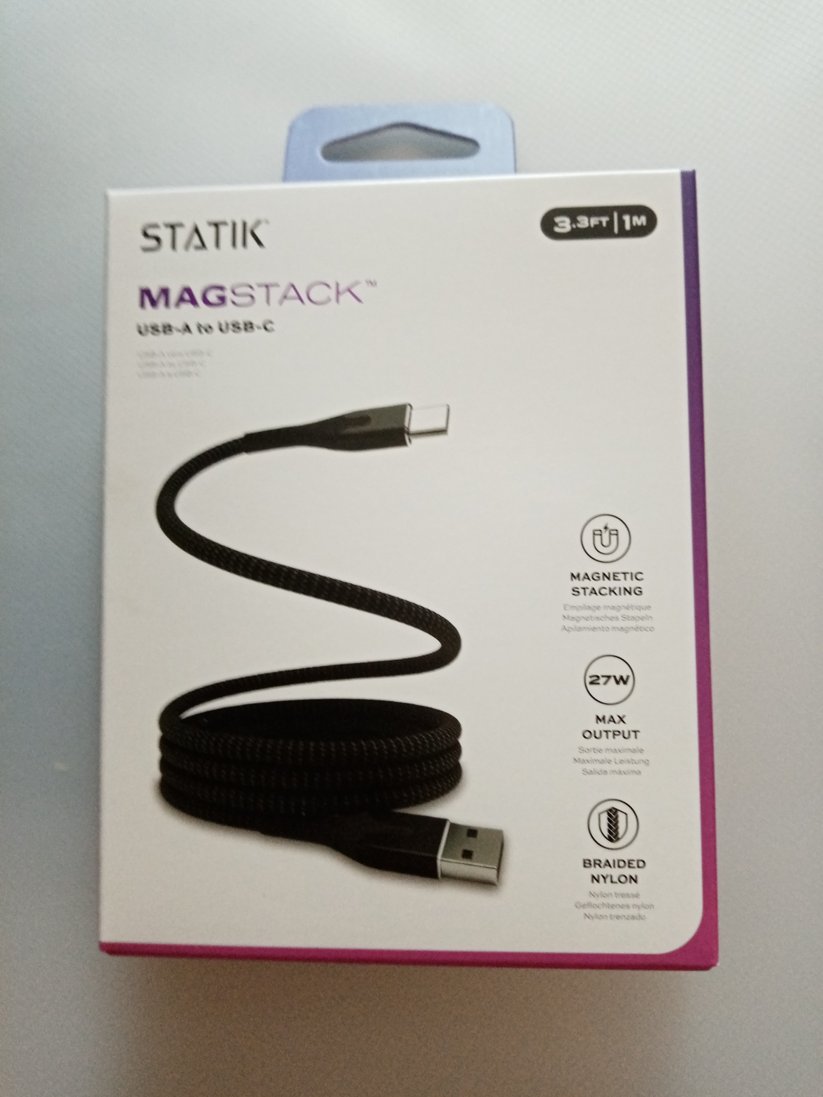 STATIK • MagStack, magnetický USB kabel, USB-A > USB-C, (1,8m)