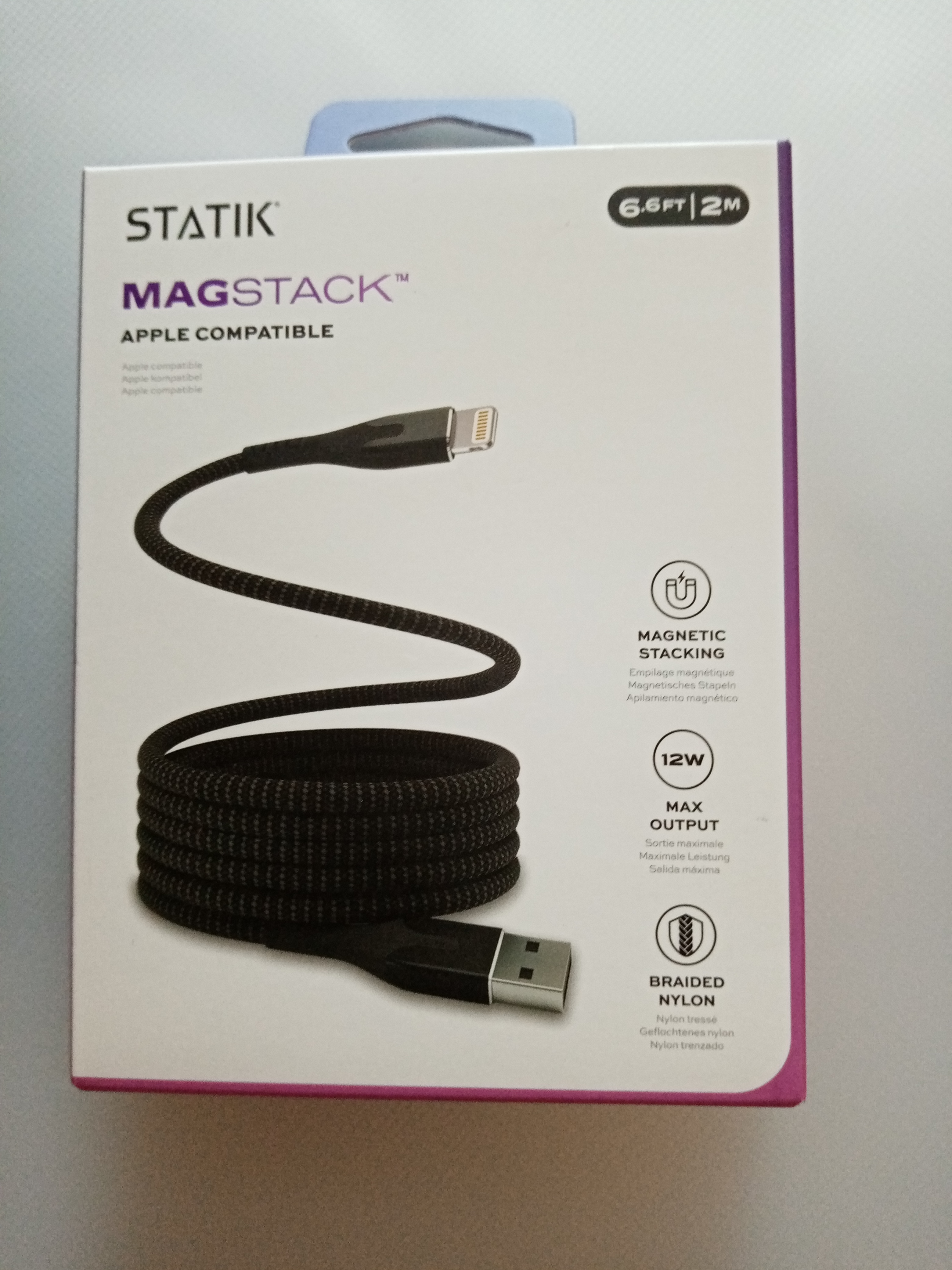 STATIK • MagStack, magnetický USB kabel, USB-A > Lightning, (0,9m)